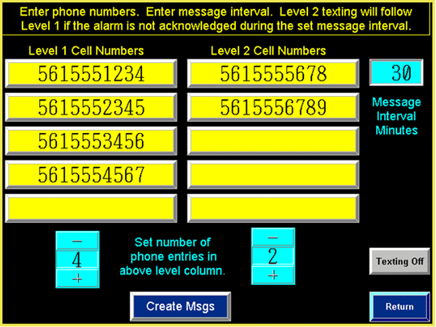 Cell Numbers Setup